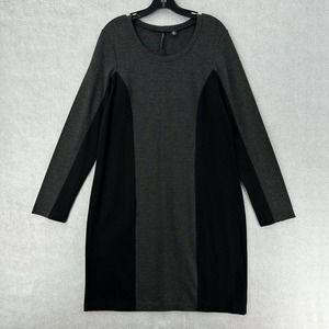 ISDA & CO Midi Sheath Dress‎ Womens 1X Gray Black Color Block Knit Long Sleeve